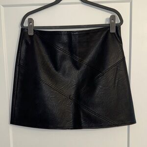 Topshop Sleek Black Leather Mini Skirt